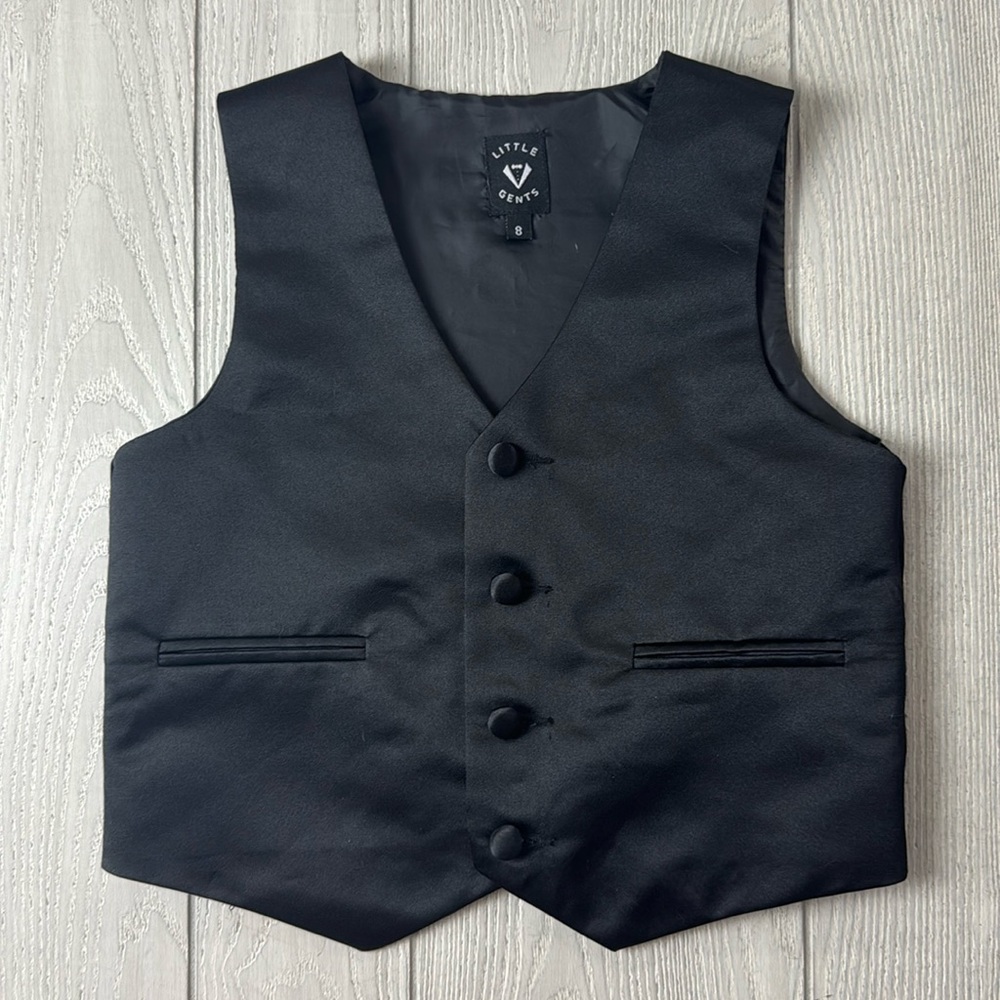 Black tuxedo vest, dress up, preppy size 8